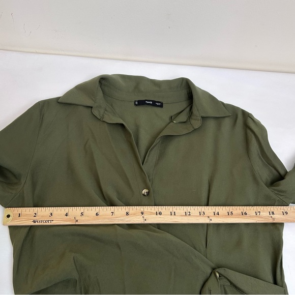 Mango Olive Wrap Dress — Women’s Large, Long Sleeve, Timeless Minimalist - Picture 13 of 13